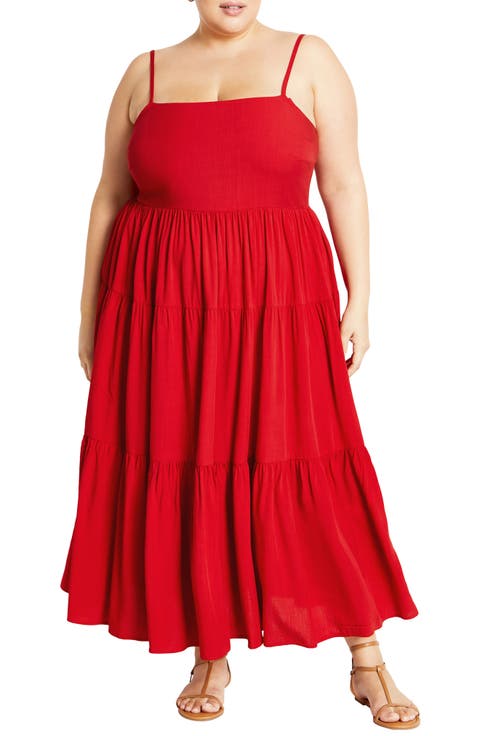 Mystic Tiered Midi Sundress (Plus)