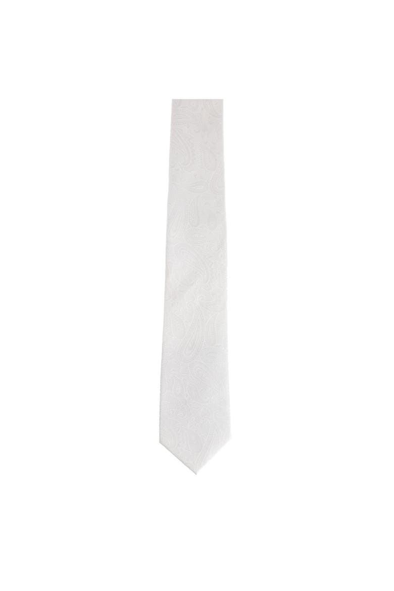 Banbury Tone on Tone Paisley Silk Necktie, Alternate, color, White