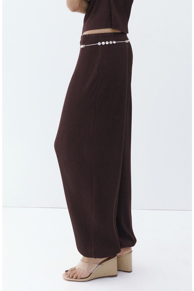 Textured Baggy Pants, Alternate, color, CHOCOLATE