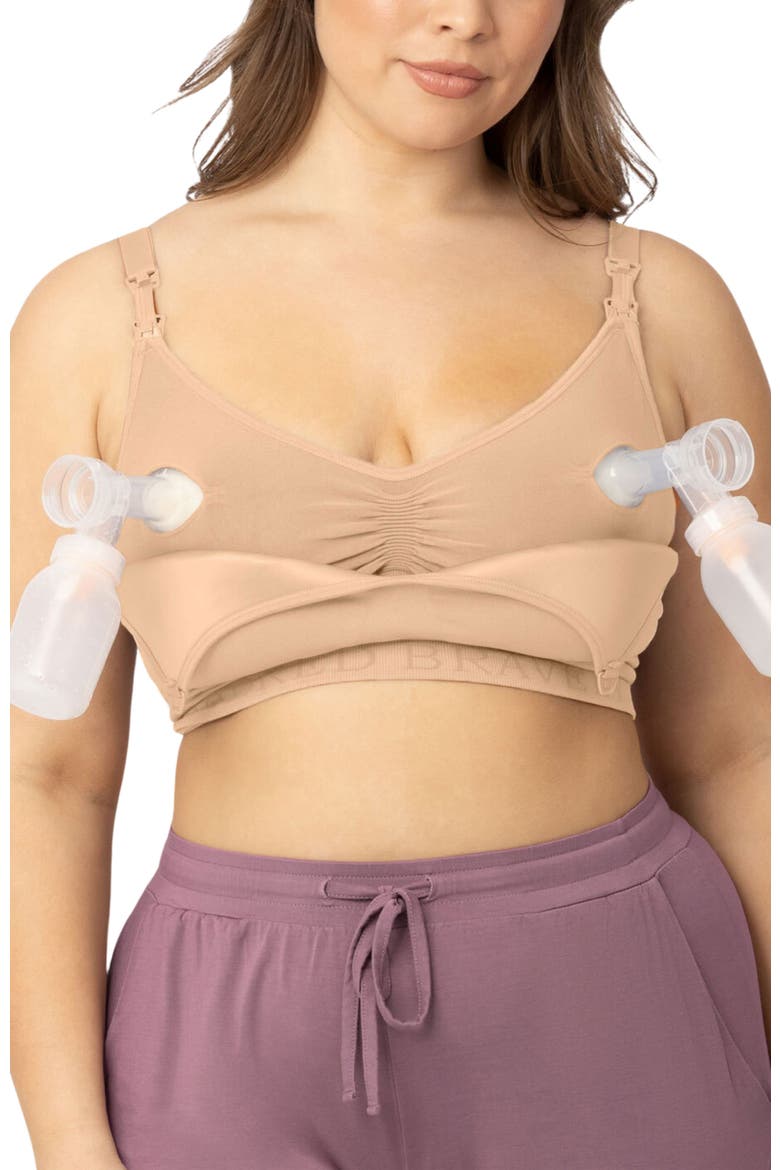 Busty Contour Hands-Free Pumping & Nursing Bra-  Sizing Options Available in E-H Cup, Alternate, color, Beige