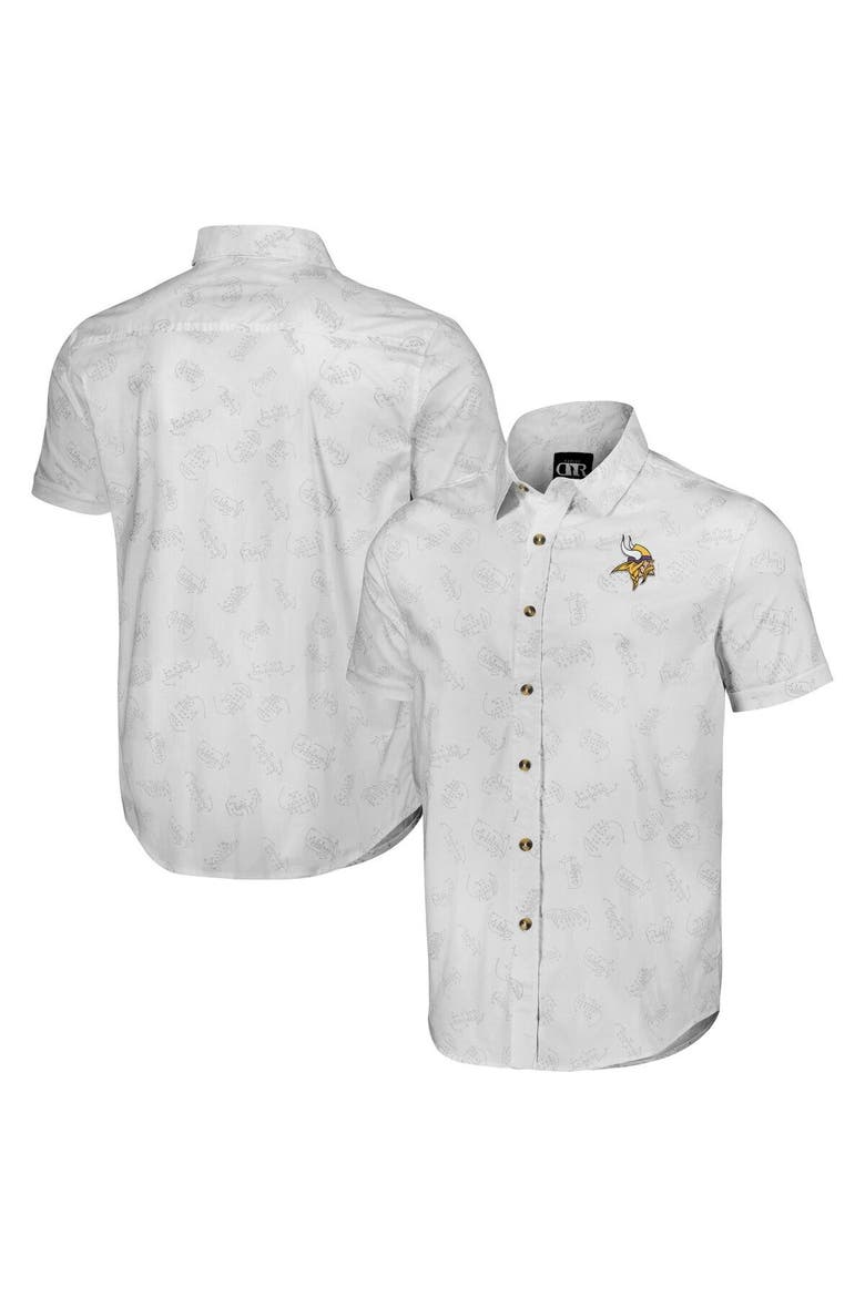 Men's NFL x Darius Rucker Collection by Fanatics White Minnesota Vikings Woven Short Sleeve Button Up Shirt, Main, color, White