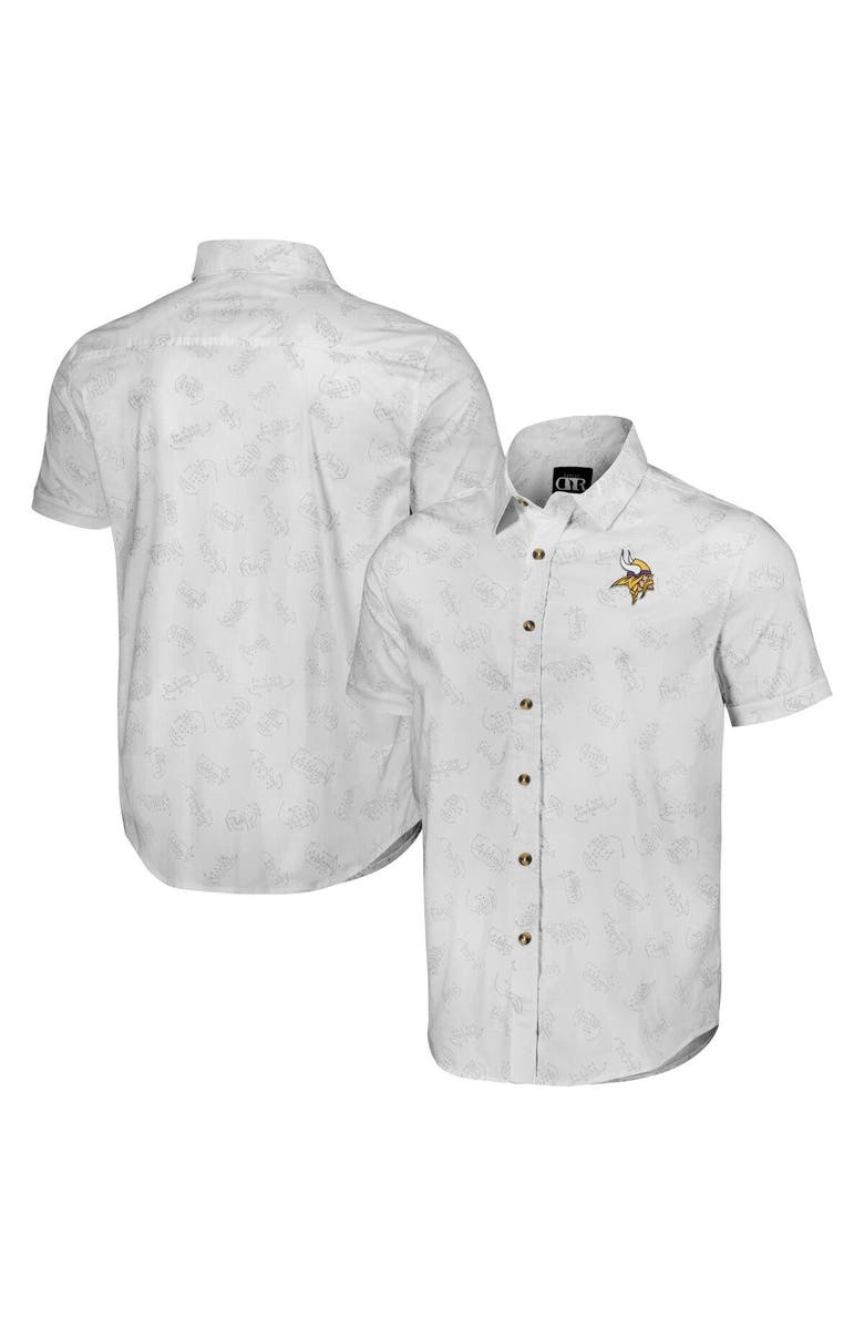 NFL X DARIUS RUCKER Men's NFL x Darius Rucker Collection by Fanatics White Minnesota Vikings Woven Short Sleeve Button Up Shirt, Main, color, 