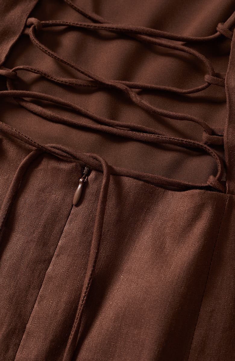 MANGO Strappy Linen Blend Minidress, Alternate, color, 