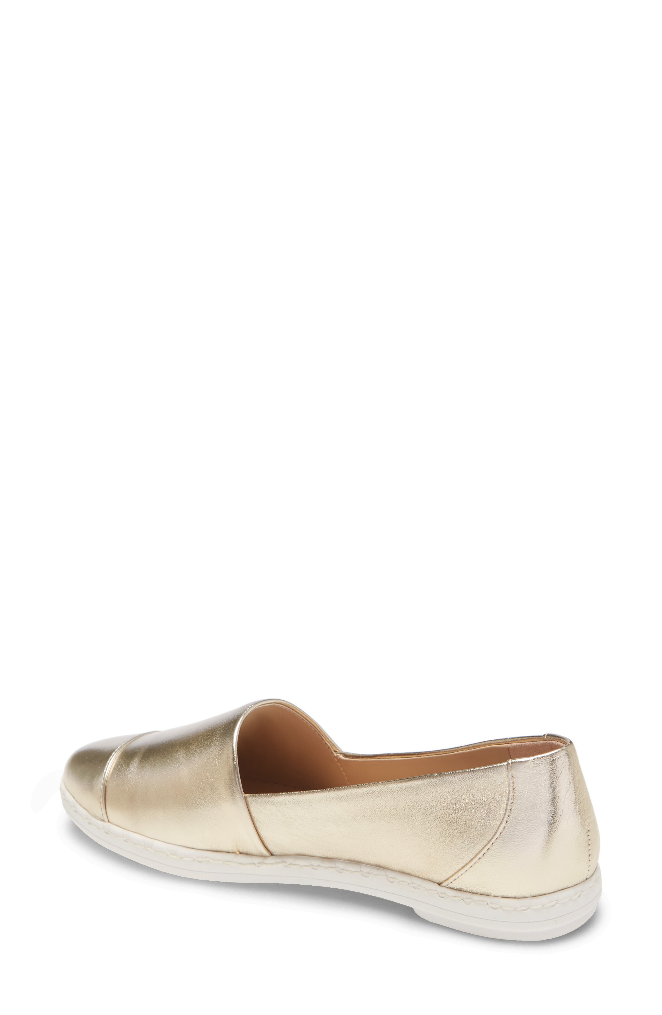 Chespie Cap Toe Slip-On Sneaker, Alternate, color, LIGHT GOLD LEATHER