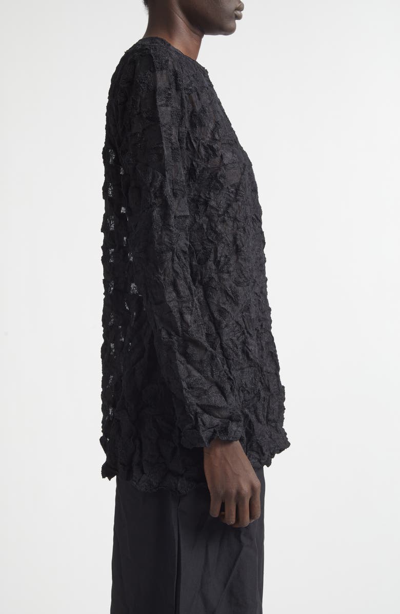 Comme des Garçons Comme des Garçons Raschel Knit Crushed Ruffle Top, Alternate, color, Black