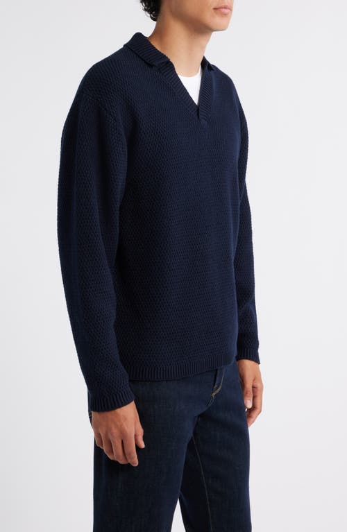 Krost Broken Rib Johnny Collar Sweater In Blue