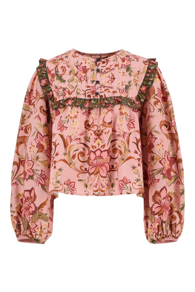 Cami Long Sleeve Blouse, Alternate, color, TROPICAL PRINT