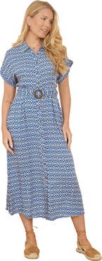 Yumi Belted Midi Shirt Dress