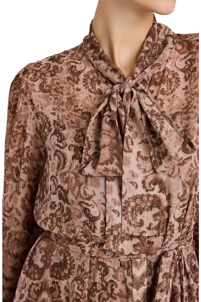 Oak Print Long Sleeve Maxi Dress, Alternate, color, NATURAL MULTI