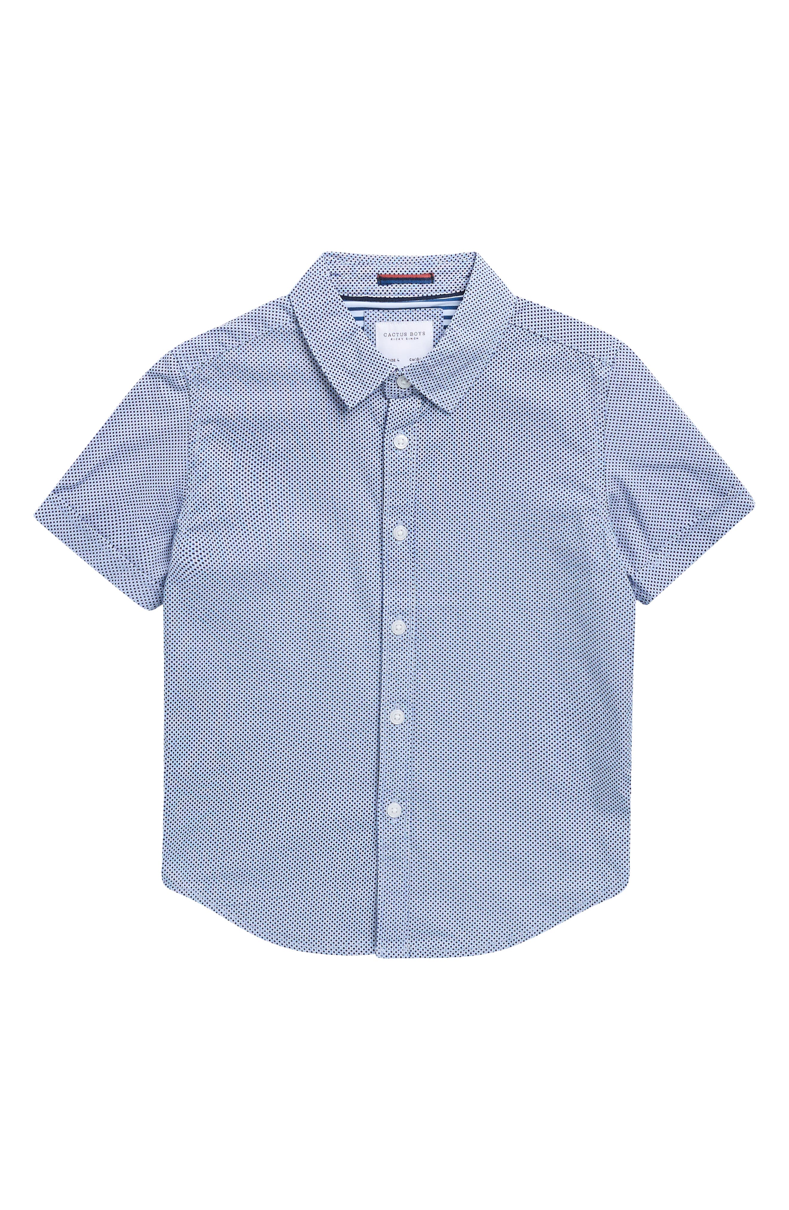 DENIM AND FLOWER Kids' Polka Dot Short Sleeve Button-Up Shirt