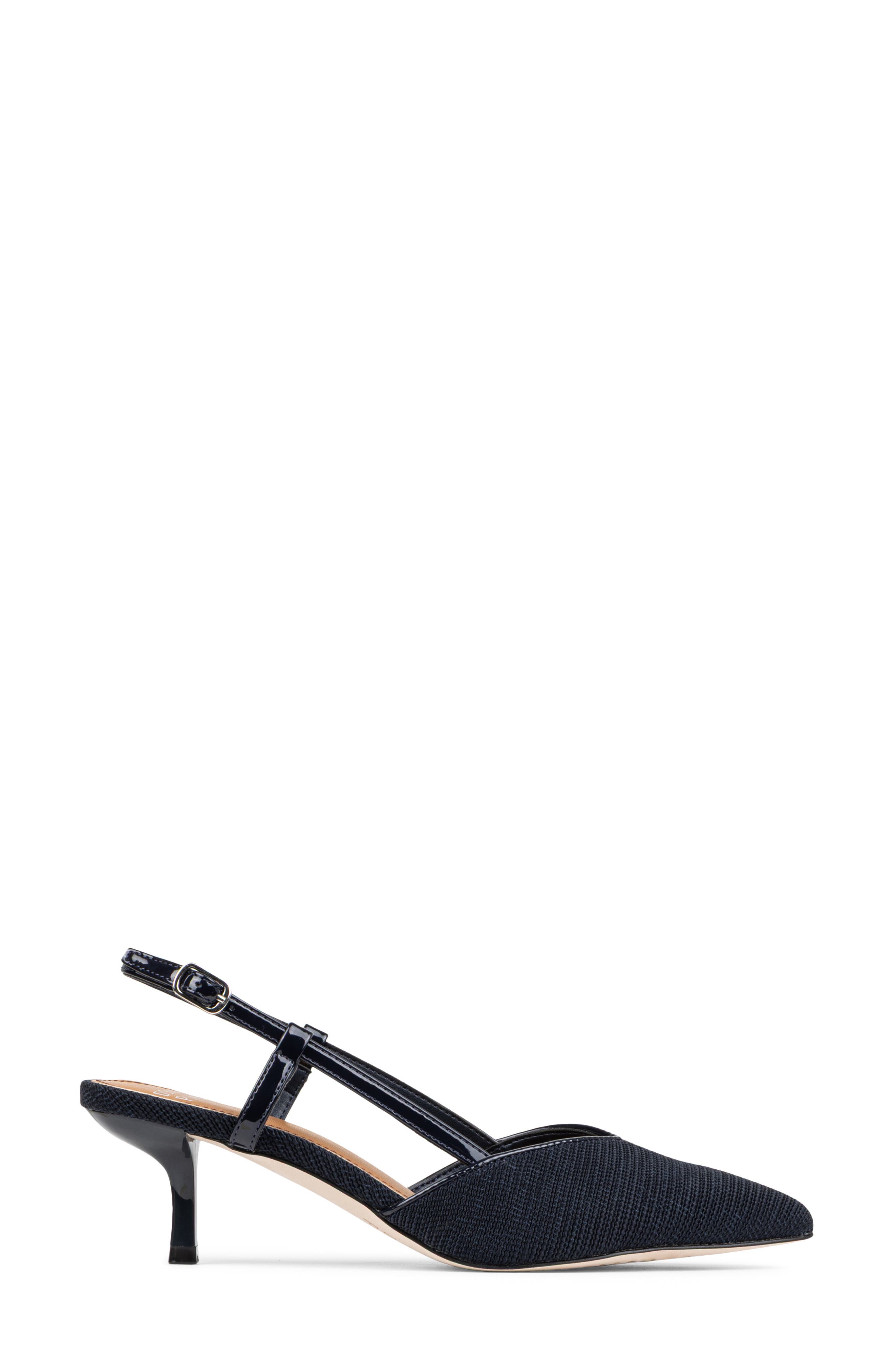 Celline Pointed Toe Slingback Pump, Alternate, color, NAVY