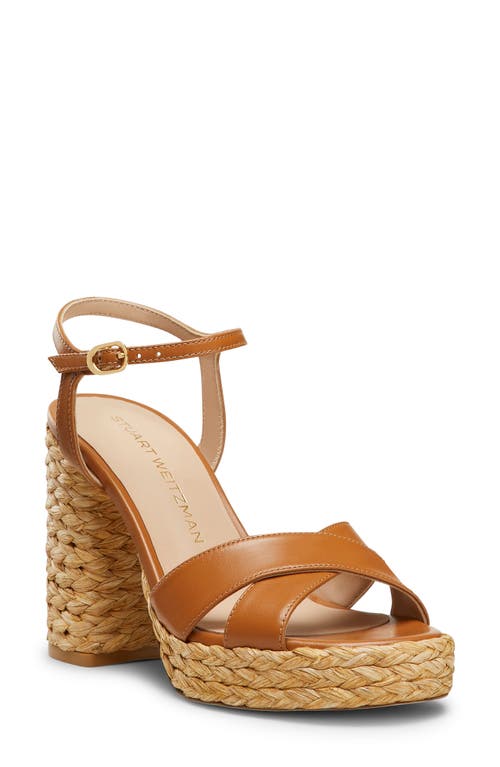 Stuart Weitzman Heel Strap Sandals With Braided Cross Design In Macchiato/natural