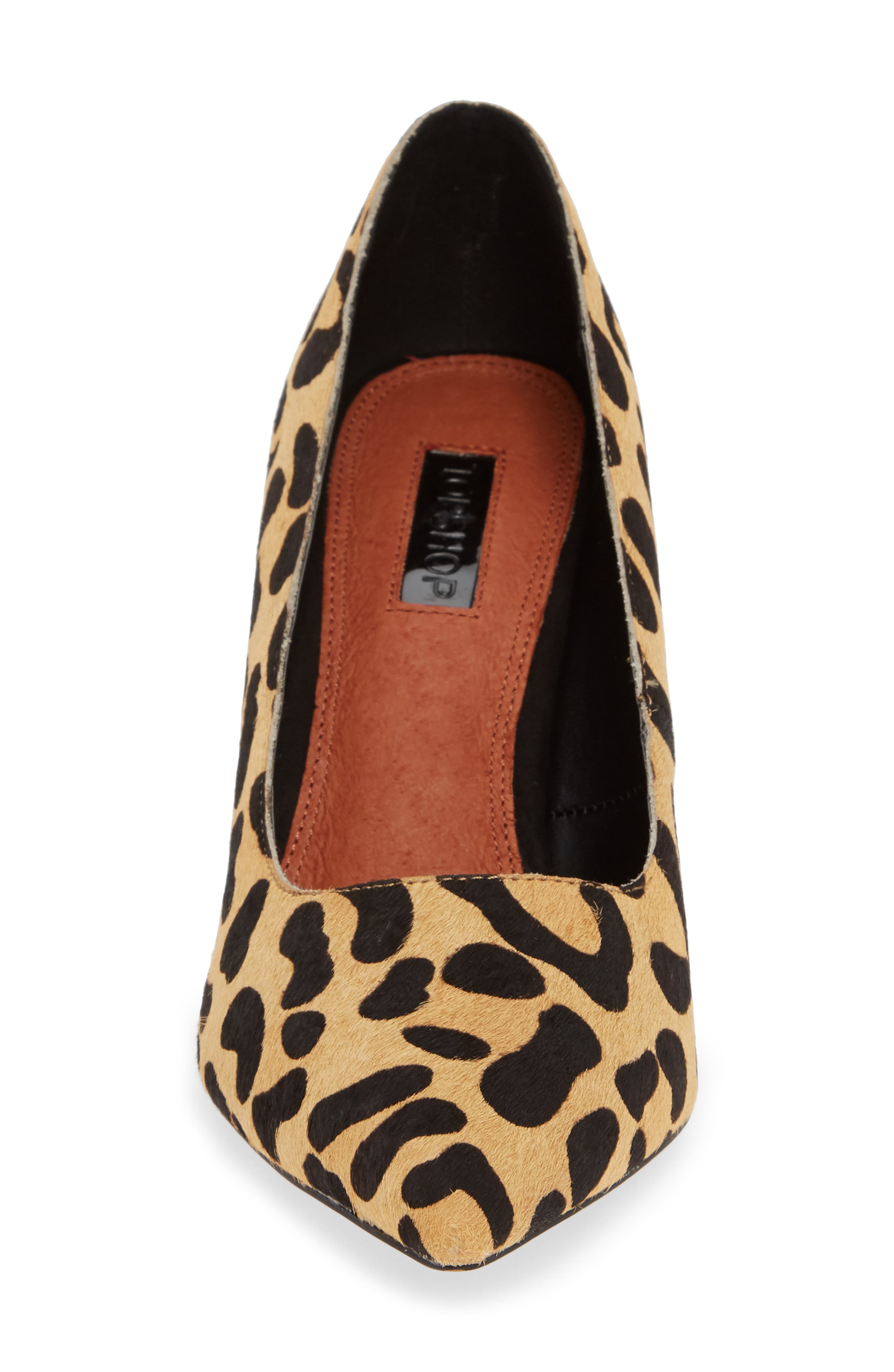 Ginny Flare Genuine Calf Hair Block Court Shoe, Alternate, color, LEOPARD CALF HAIR