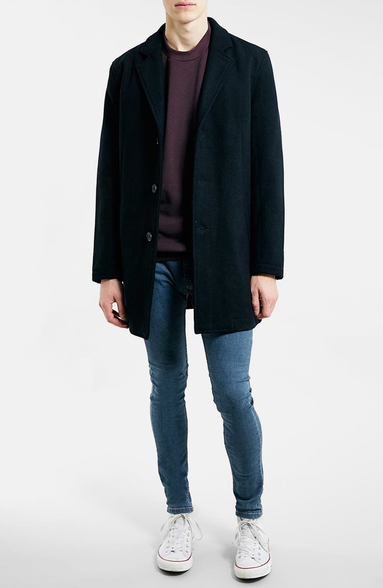 Topman Wool Blend Car Coat, Alternate, color, 