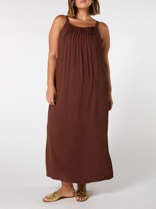Live Unlimited Crinkle Strappy Dress In Brown