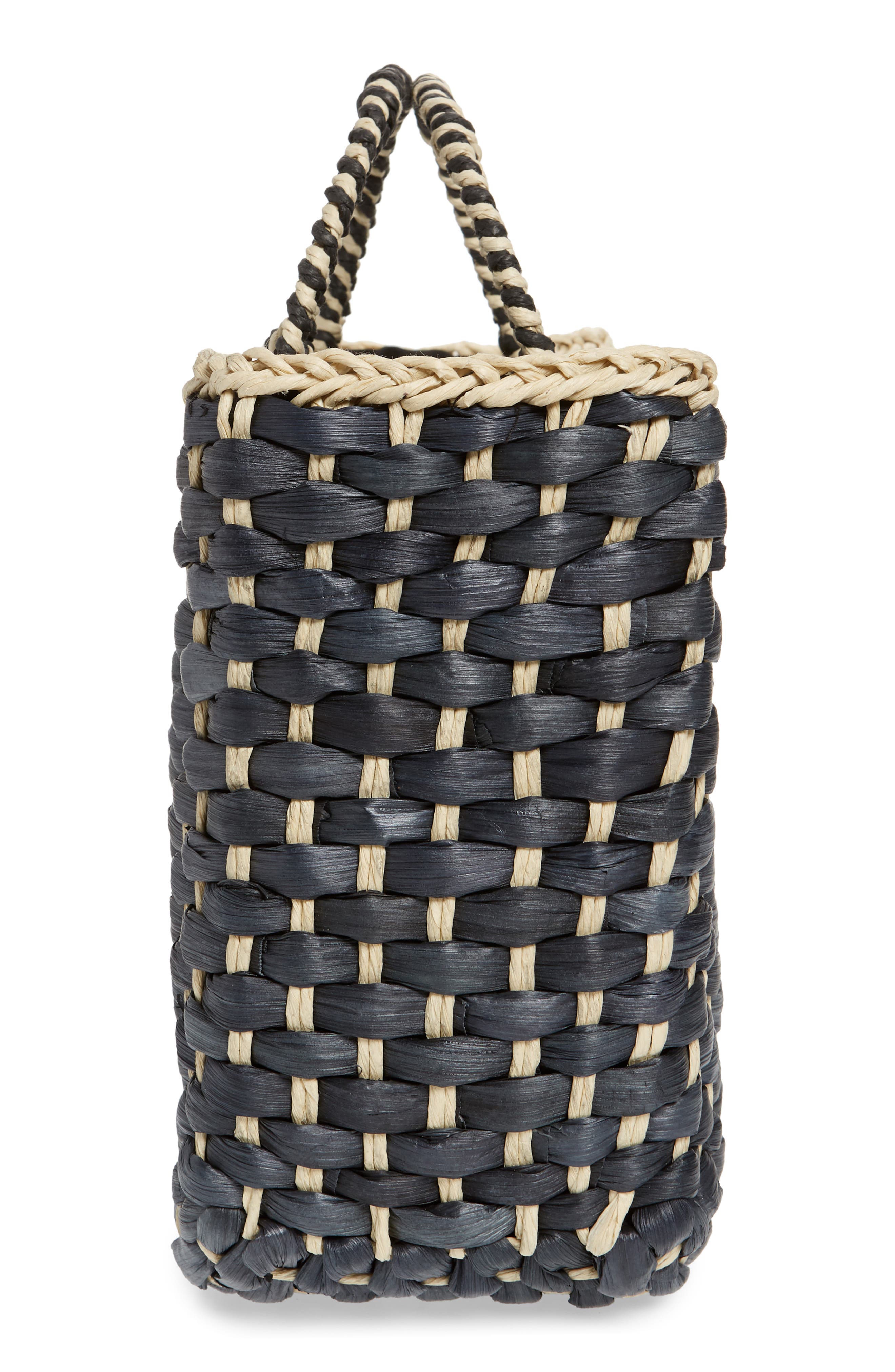 Norah Woven Tote, Alternate, color, BLACK