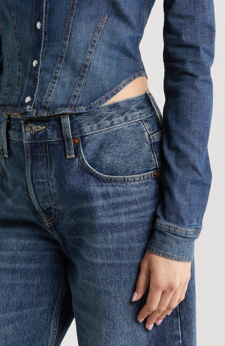 Re/Done Long Sleeve Crop Denim Shirt, Alternate, color, Vista Bay