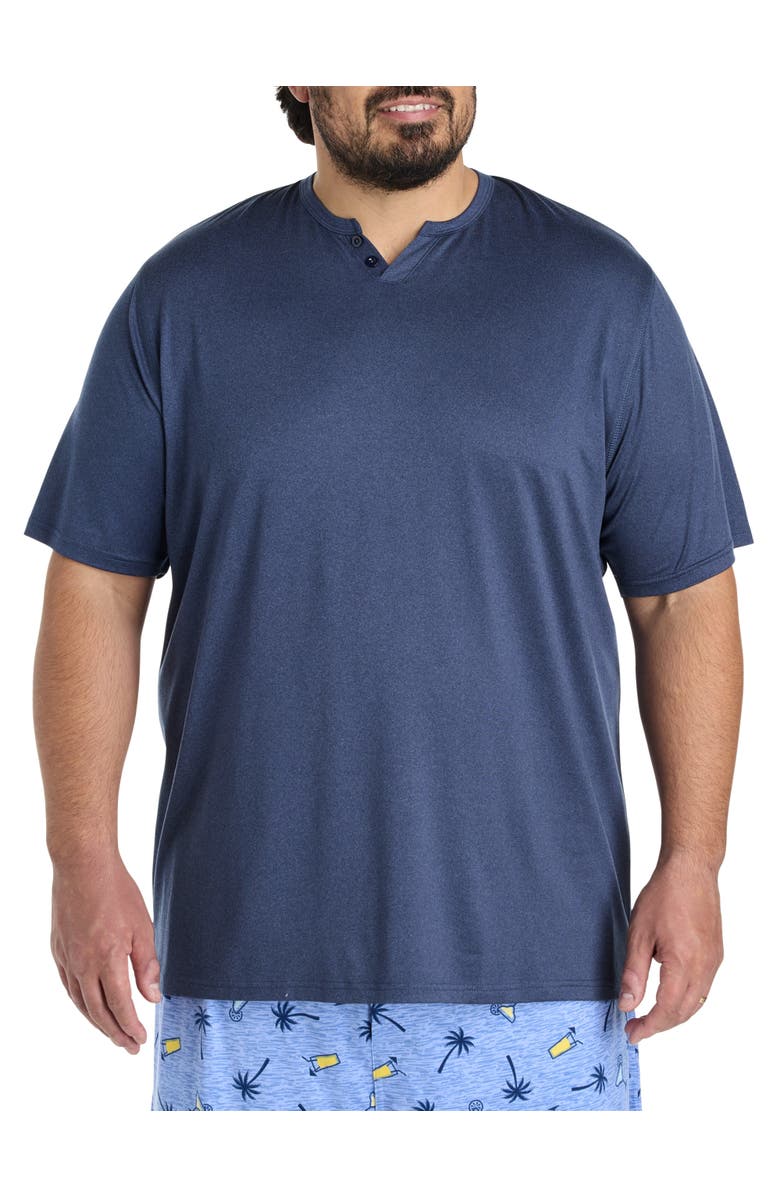 Harbor Bay by DXL Big & Tall Moisture-Wicking Henley T-Shirt, Main, color, Navy Heather