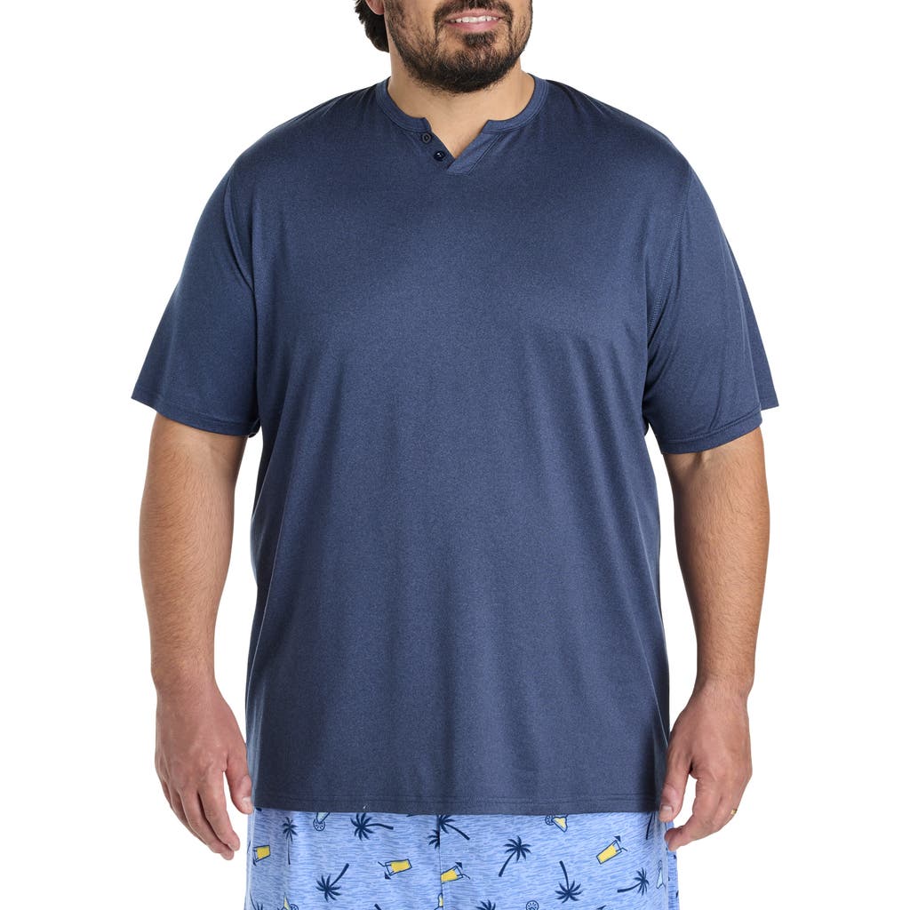Harbor Bay By Dxl Big & Tall Moisture-wicking Henley T-shirt In Navy Heather