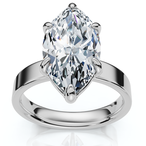 Bliss Diamond Certified 2ct Marquise Cut Flat Cigar Band Engagement Ring 14k Gold Lab Grown In Silver
