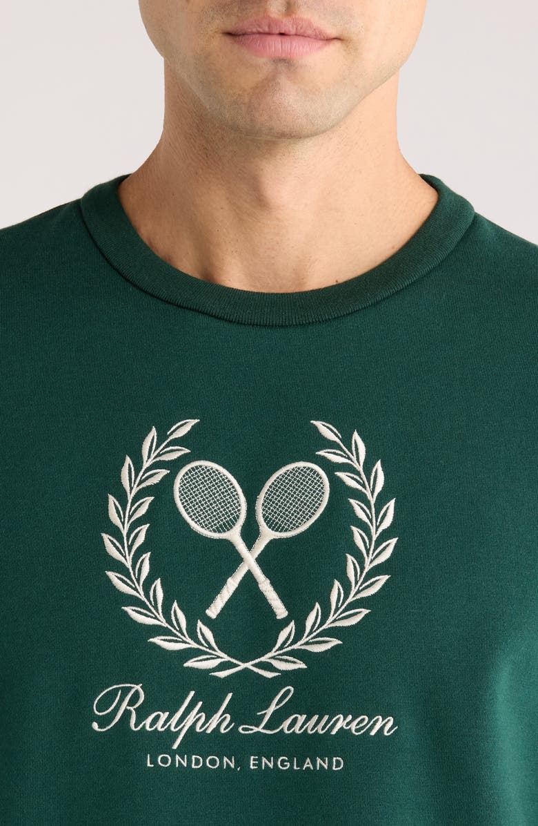 Ralph Lauren Purple Label Embroidered Cotton & Cashmere Sweatshirt, Alternate, color, Moss Green
