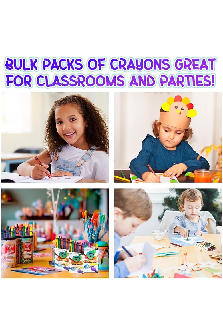 Crayons Bulk Set 75 Packs (450 Total), 6 Count Boxes, Alternate, color, Multicolored