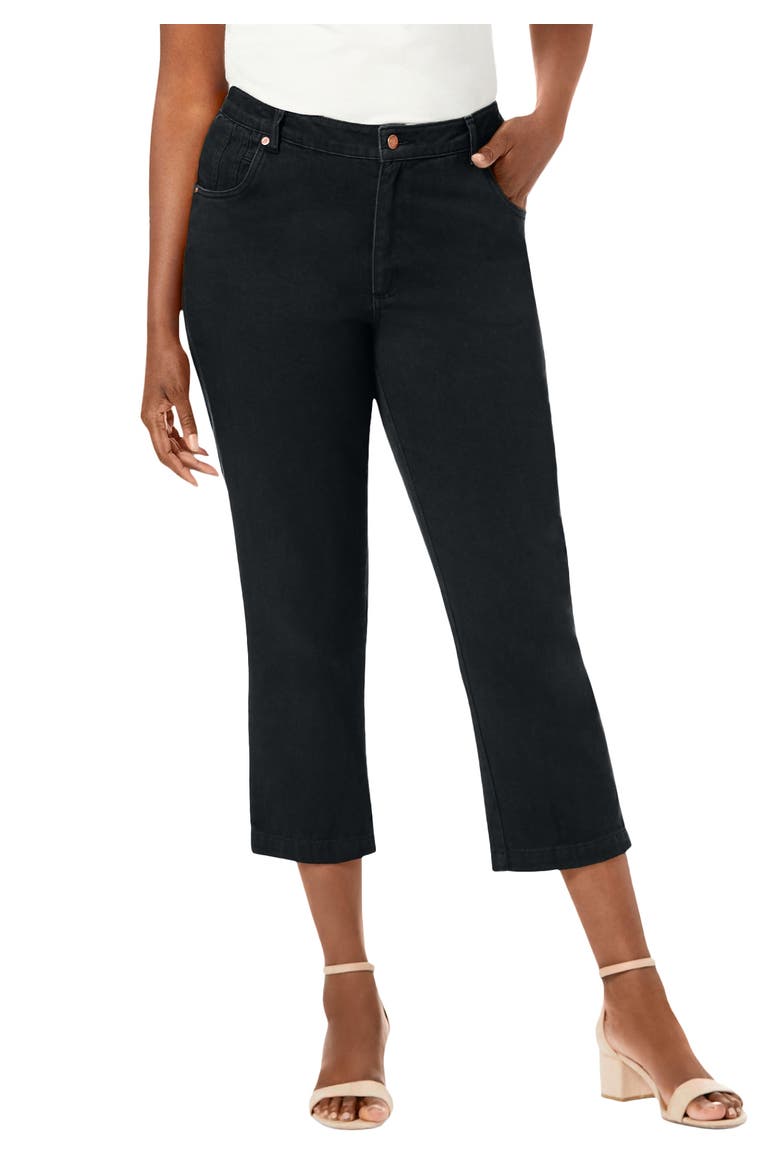 Classic Cotton Denim Capri, Main, color, BLACK
