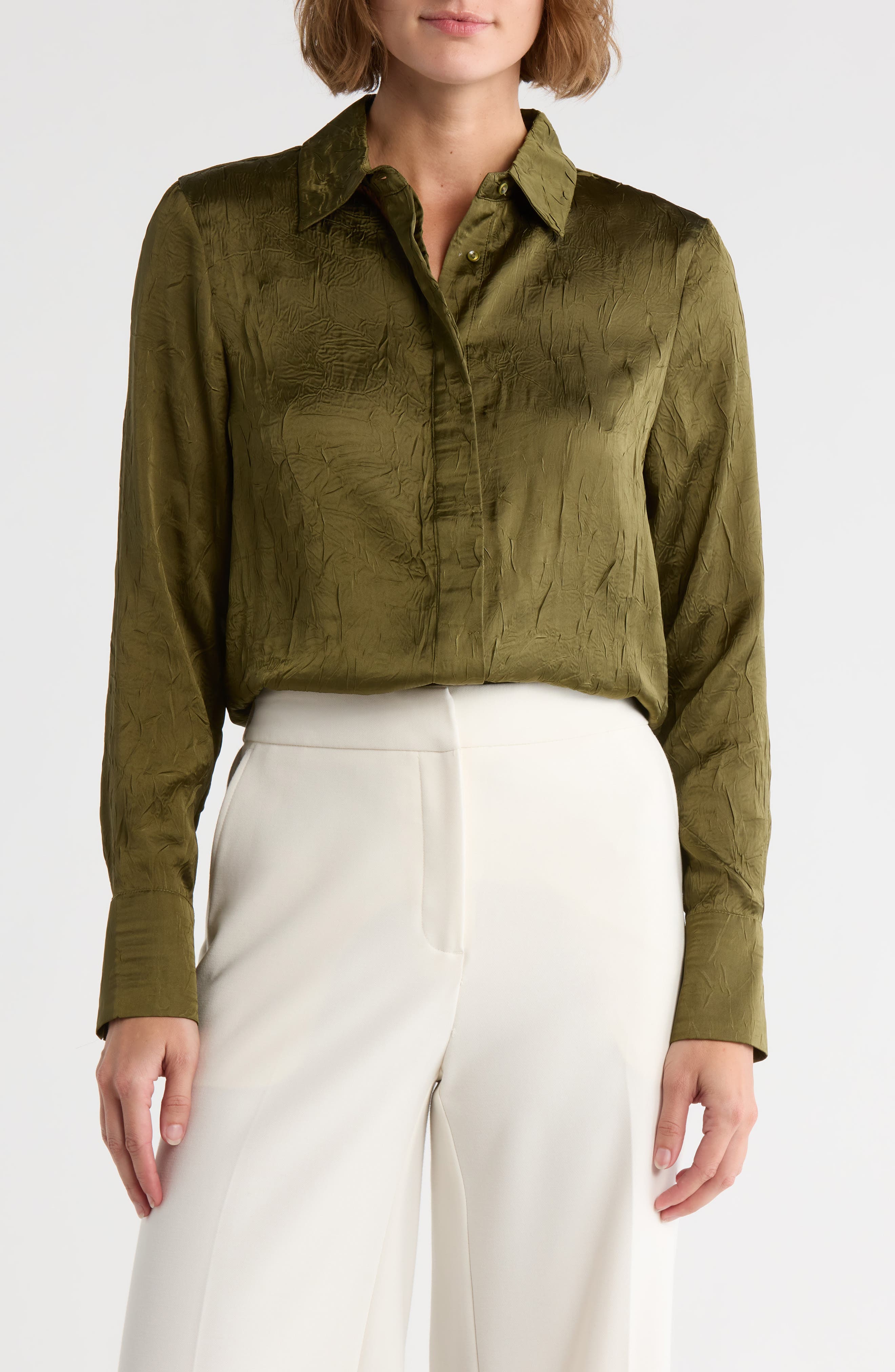 TRUTH Textured Satin Button-Up Shirt