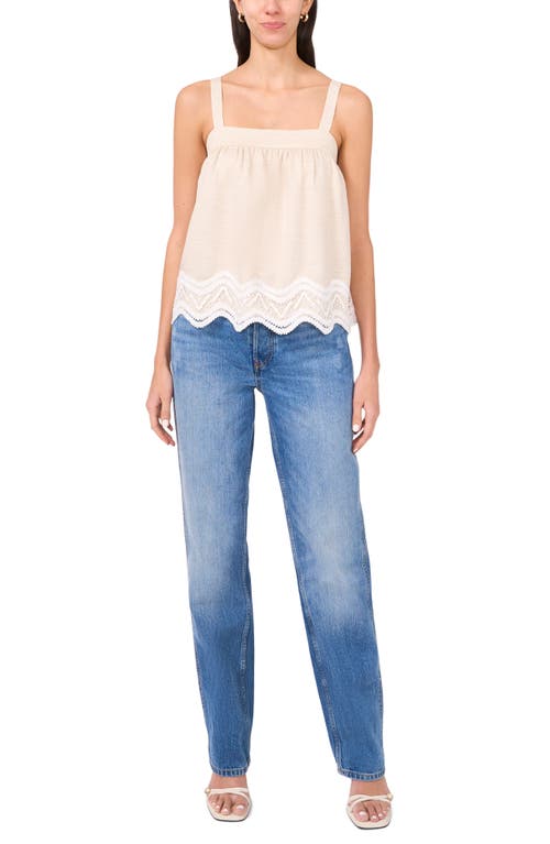 Parker The Brighton Scalloped Babydoll Top In Beige
