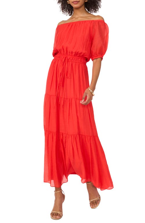 Vince Camuto Off The Shoulder Tiered Maxi Dress In Cayenne