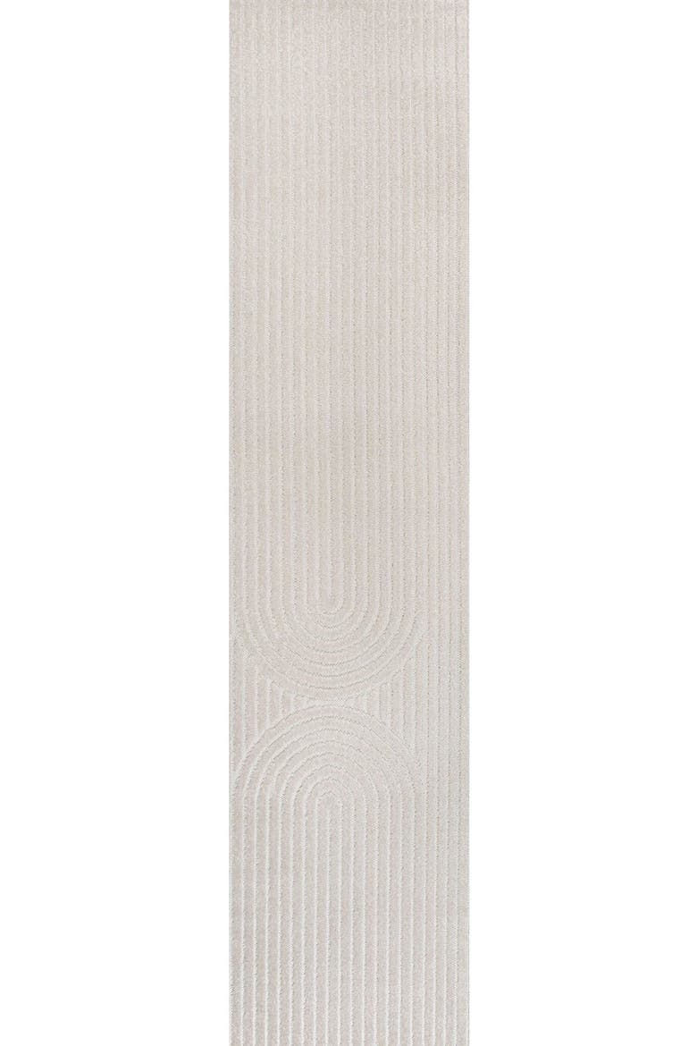 Sofia High-Low MidCentury Modern Arch Stripe Two-Tone Indoor/Outdoor Area Rug, Main, color, Ivory/Cream