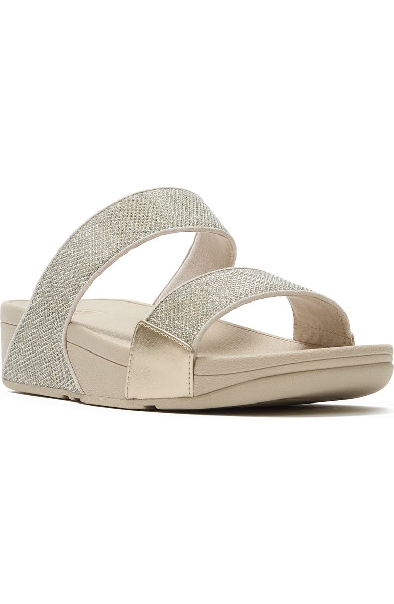 FitFlop Lulu ShimmerGlitz Slide Sandal, Main, color, Platino