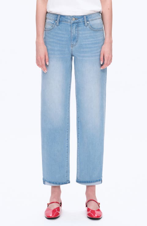Cuffed Mid Rise Barrel Jeans