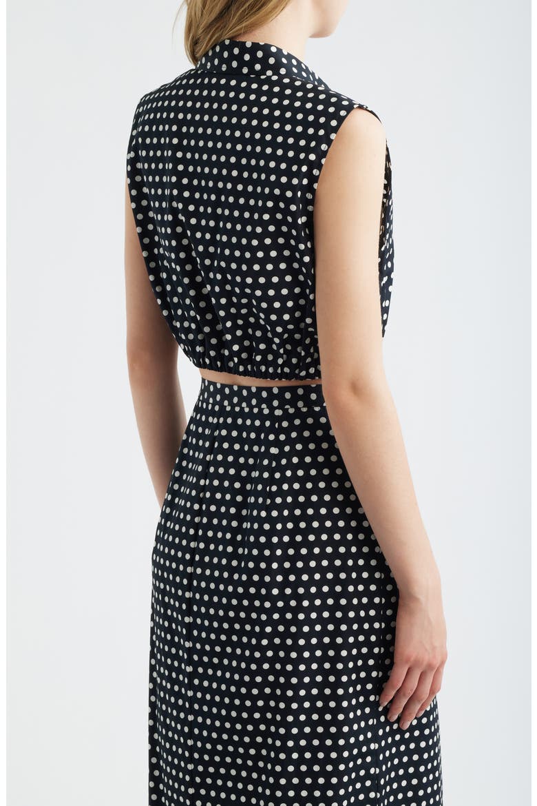 The Polka Dot Sleeveless Crop Shirt, Alternate, color, BLACK MULTI