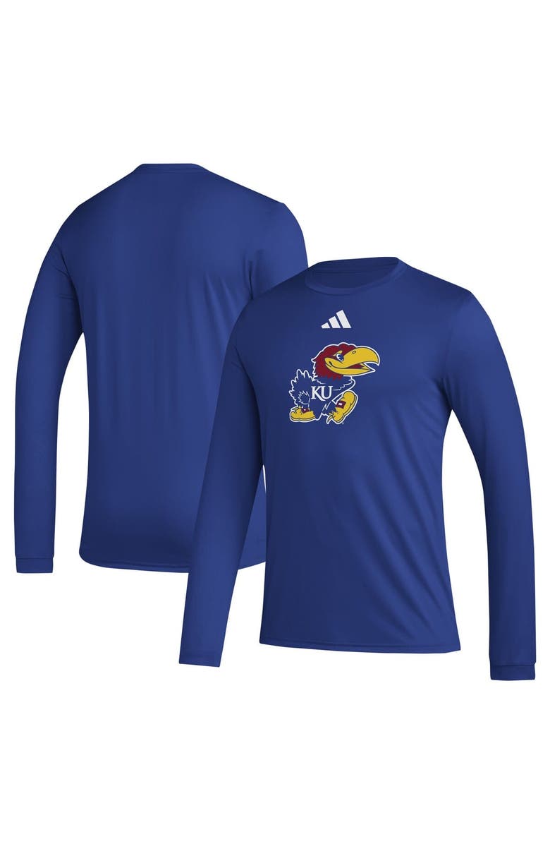 adidas Men's adidas Royal Kansas Jayhawks Primary Locker Logo Pre-Game Long Sleeve T-Shirt, Alternate, color, Royal