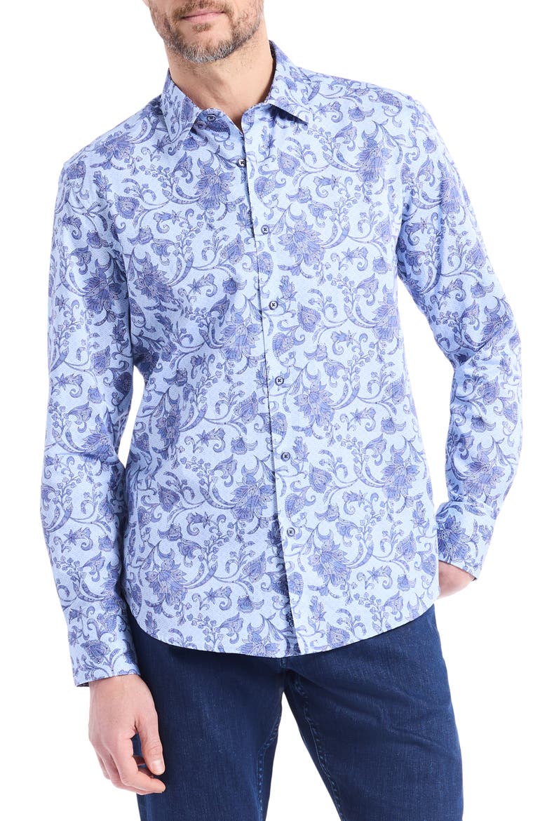 Long Sleeve Button Up Shirt, Main, color, LIGHT BLUE