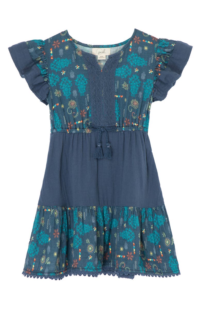 Peek Aren't You Curious Kids' Flutter Sleeve Gauze Dress, Main, color, 