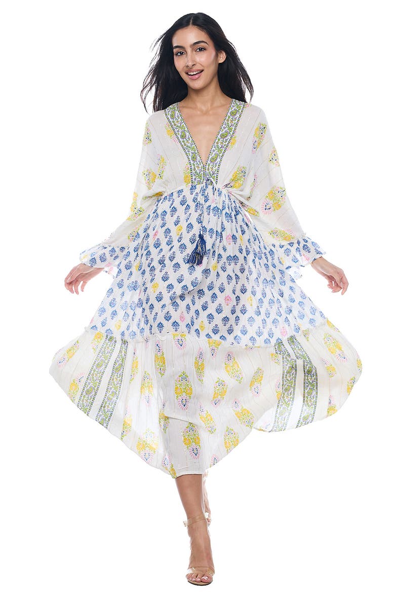 RANEES Paisley Plunge Maxi Dress, Alternate, color, Blue