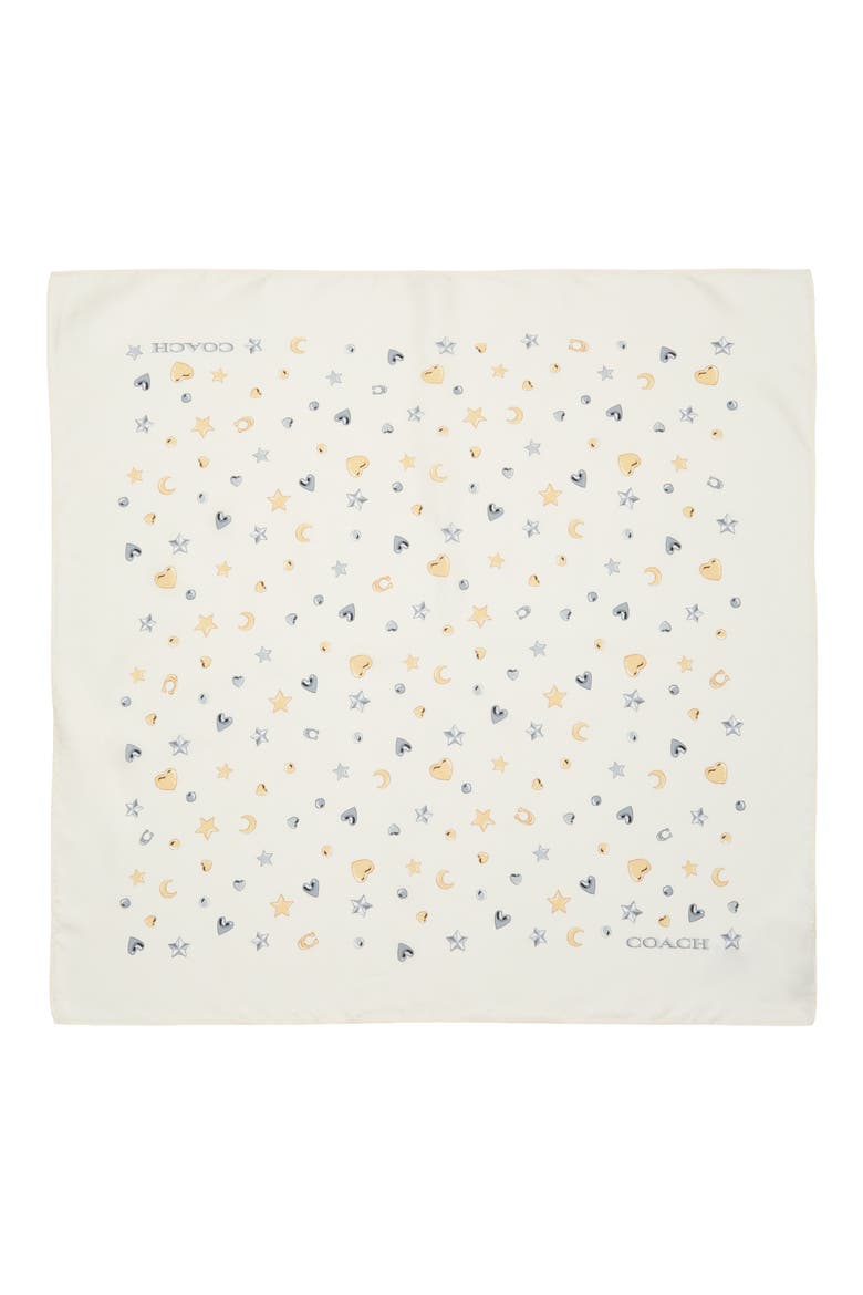 Star & Moon Print Silk Scarf, Alternate, color, CHALK