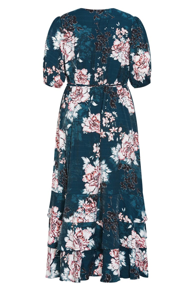 Bea Floral Midi Wrap Dress, Alternate, color, JADE BLOSSOM