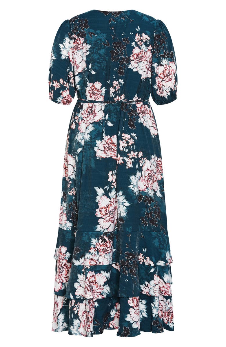 City Chic Bea Floral Midi Wrap Dress, Alternate, color, 