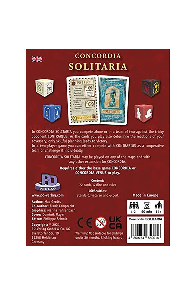 Concordia Solitaria Expansion Strategy Board Game Ages 14+, Alternate, color, Multicolored