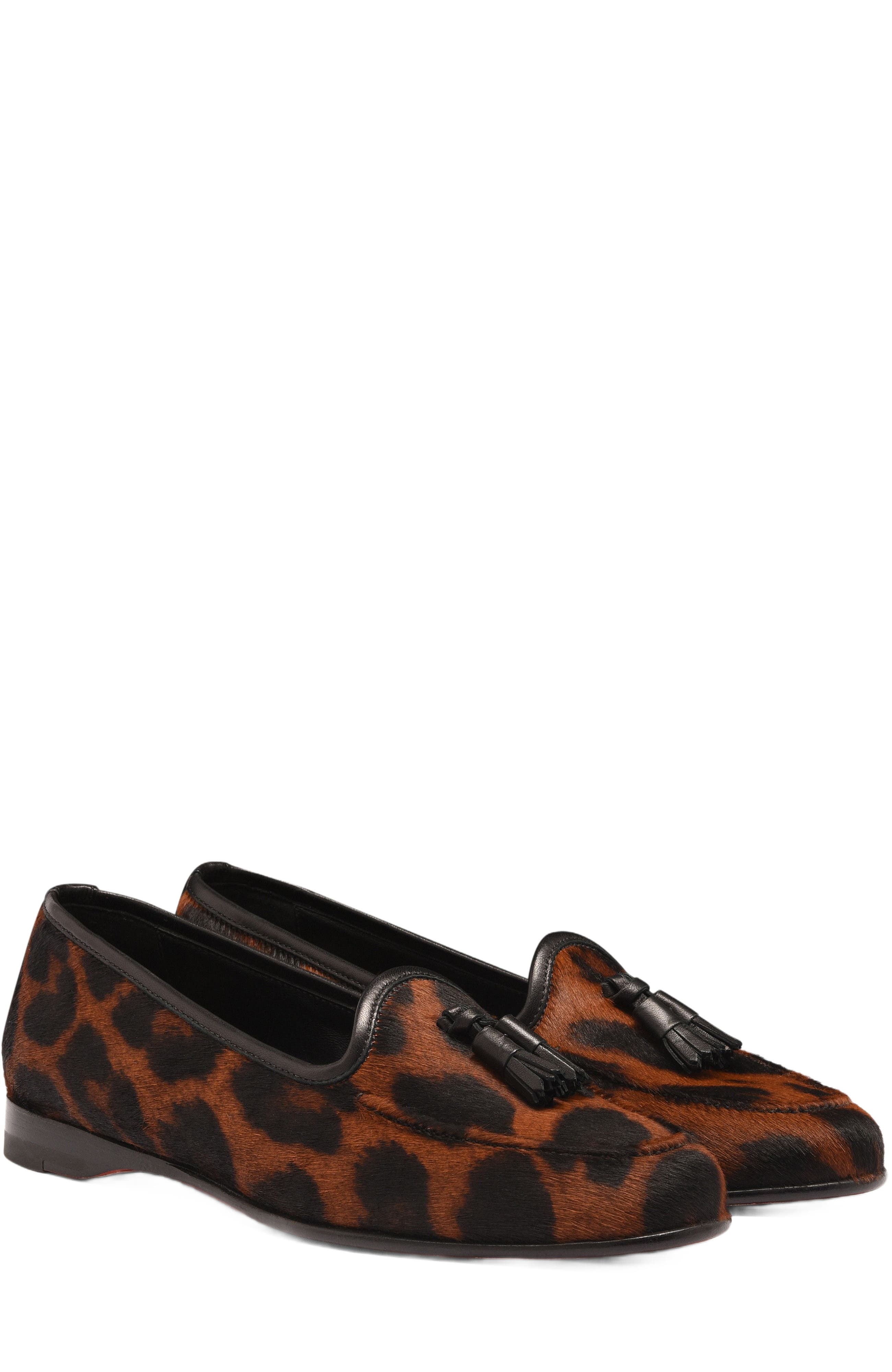 Santoni Women's Andrea Leopard Tassel Loafer, Alternate, color, 