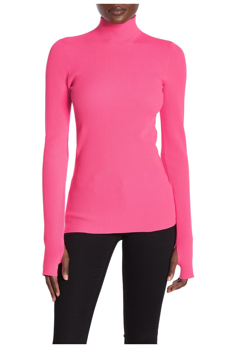 Helmut Lang Mock Neck Ribbed Knit Sweater, Main, color, 