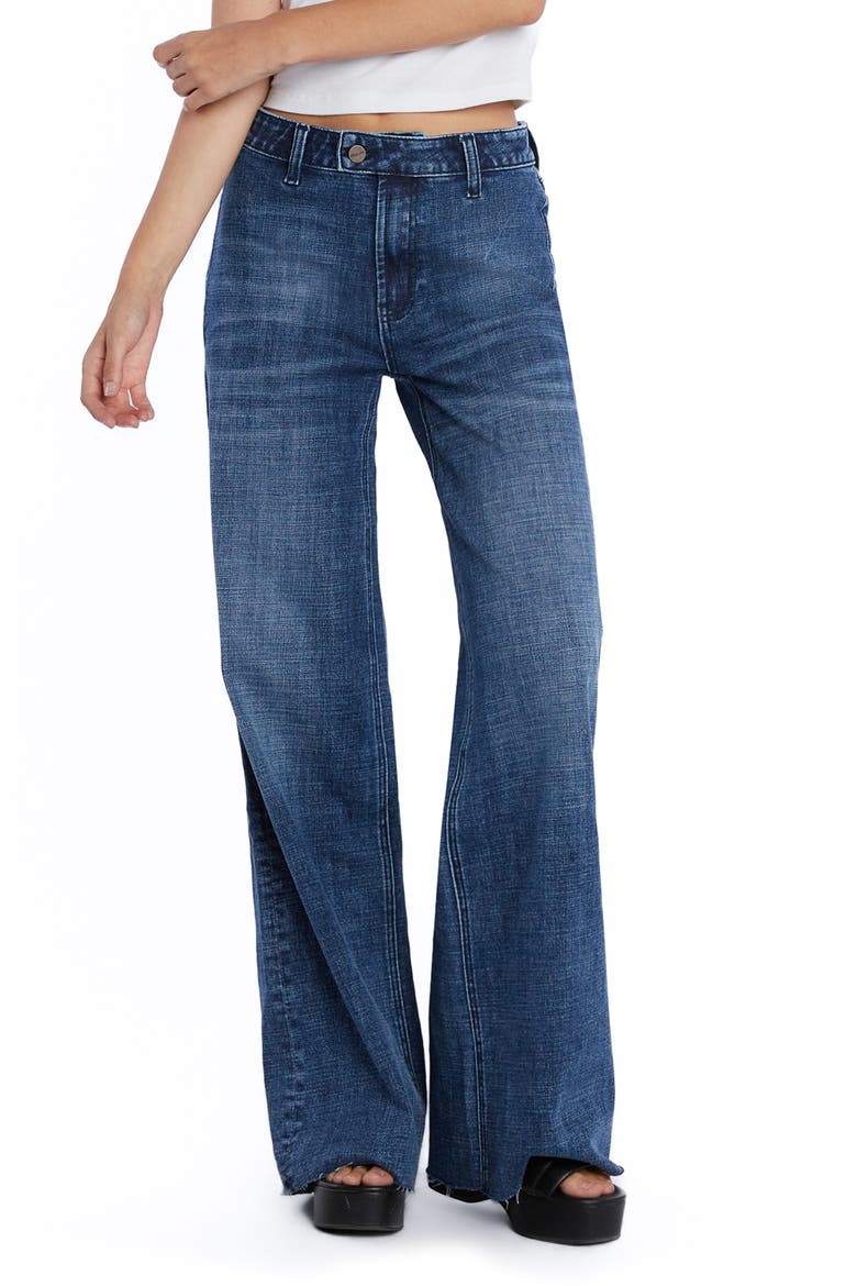 Flat Front Wide Leg Jeans, Main, color, MARBELLA BLUE