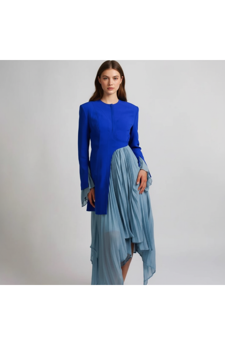 Chuks Collins Raye Pleated Gown, Alternate, color, Blue