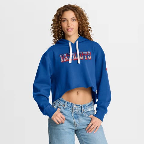Women's Fanatics Royal New England Patriots Oversized Hometown Heritage Cropped Hoodie