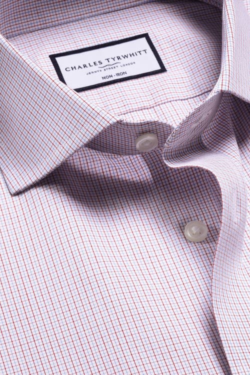 Charles Tyrwhitt Non-iron Poplin Check Shirt In Pink