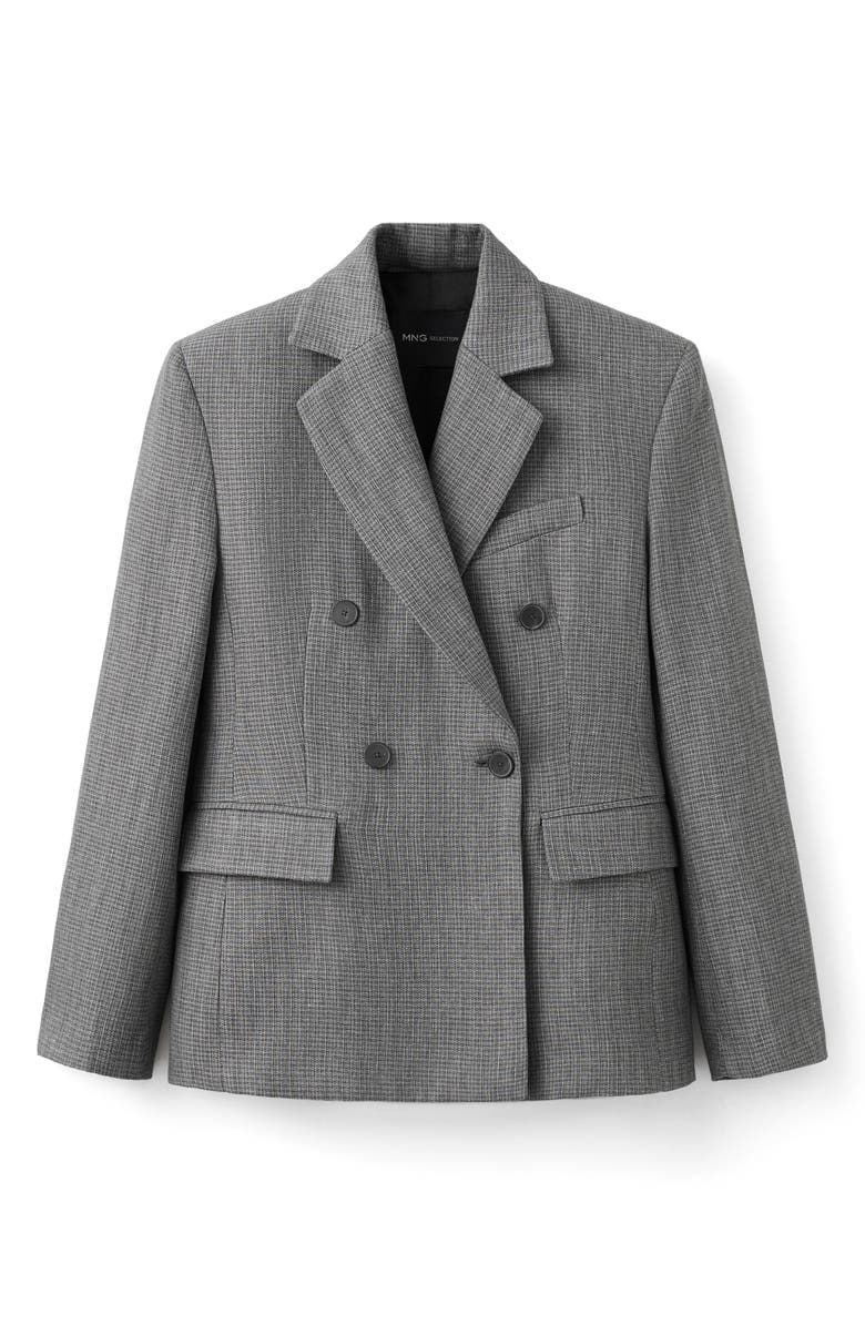 MANGO Double Breasted Suit Jacket, Main, color, Black