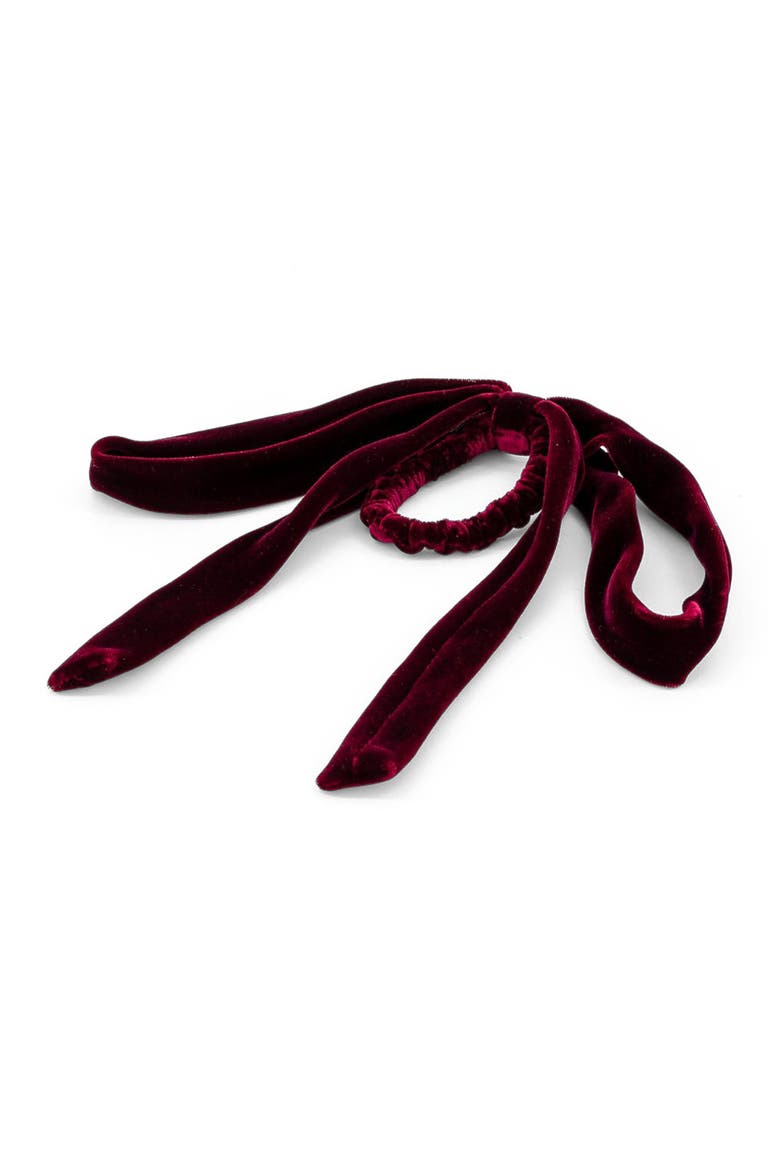 Isild Velvet Ribbon Hair Tie, Alternate, color, Burgundy